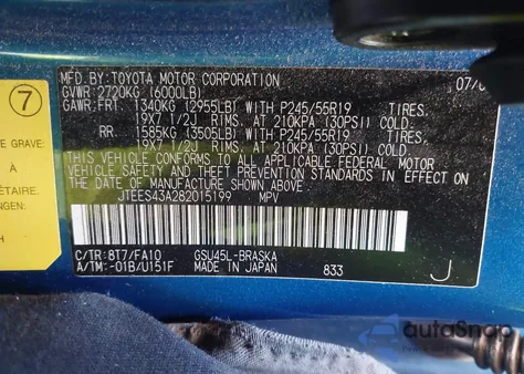 2008 Toyota Highlander Sport z USA, uszkodzony, nr VIN JTEES43A282015199